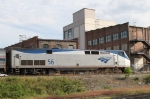 AMTK 56 leads train 80 towards the station